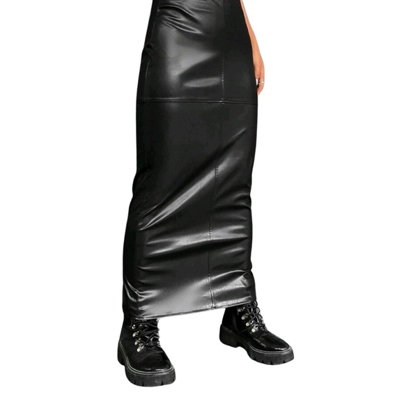 Black Leather Maxi Skirt - Picture 1 of 3